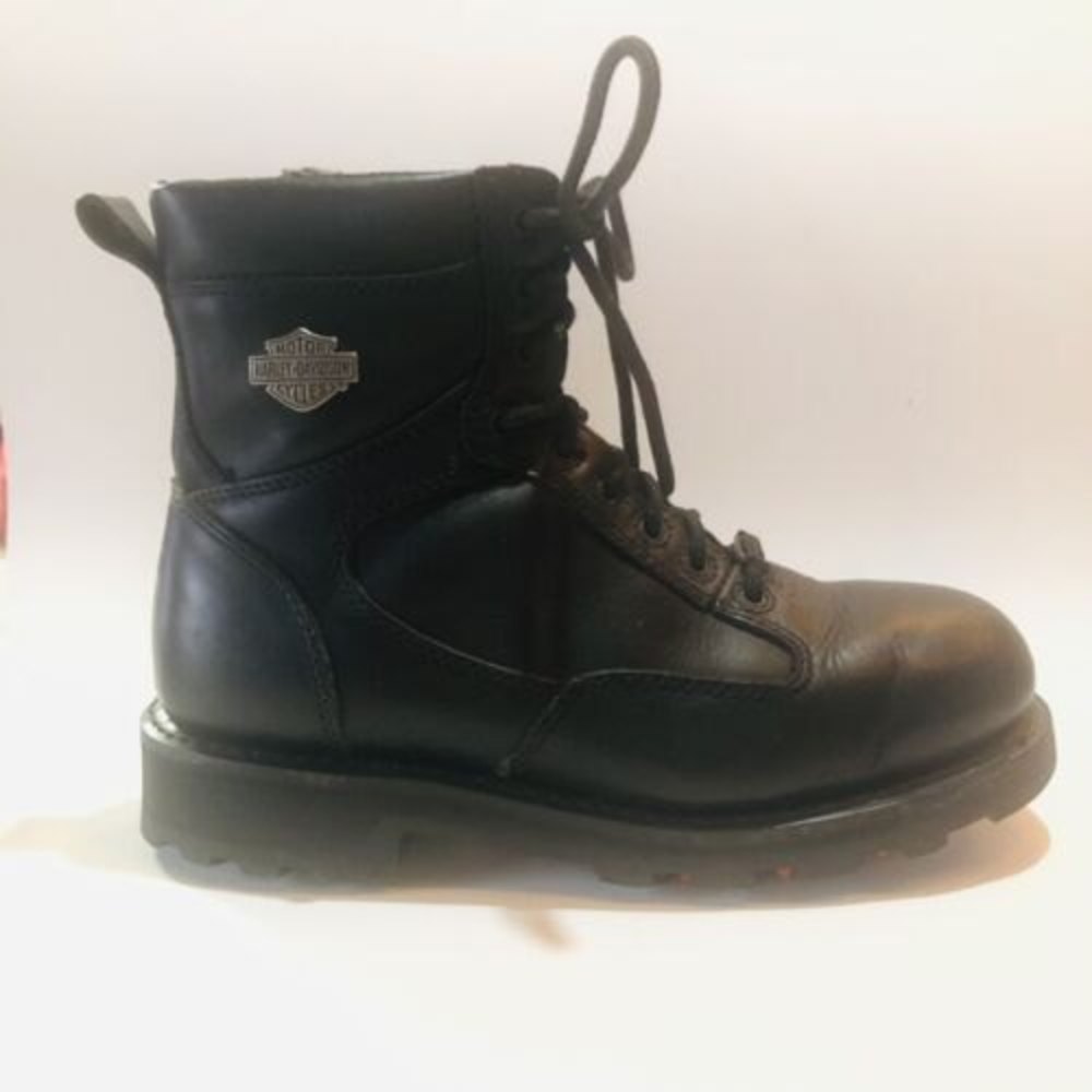 Harley Davidson Mens 93074 Leather Motorcycle Biker Boots Lace Zipper Size 8.5